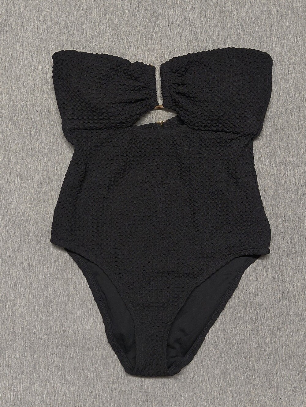 Shade & Shore Women’s Crochet U‑Wire Medium‑Coverage One‑Piece Swimsuit – Black